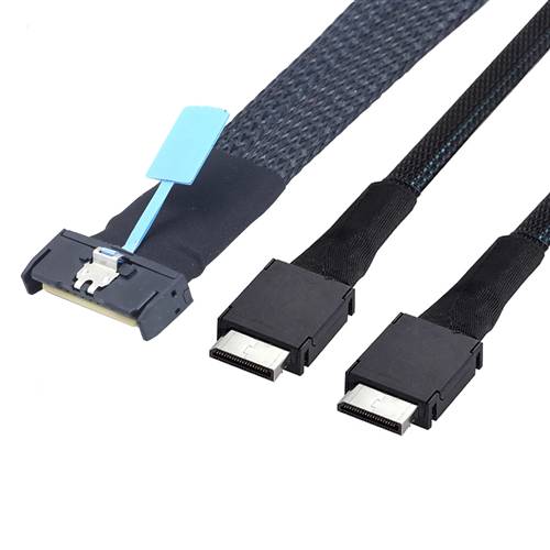 CAB-MCIOx8-2x8611x4 MCIO 8x 74P to 2 OCulink SFF-8611 4x Cable, Straight to Straight