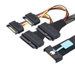 CAB-MCIOx8-2x8639P15 MCIO 8x 74P to 2 U.2 SFF-8639 with 15P Power Cable