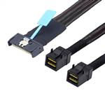 CAB-MCIOx8-2x8643x4 MCIO 8x 74P to 2 Internal HD Mini SAS SFF-8643 4x 36P Cable, Straight to Straight