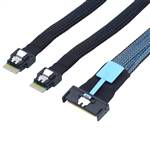 CAB-MCIOx8-2x8654x4 MCIO 8x 74P to 2 SlimSAS SFF-8654 4x 38P Cable, Straight to Straight