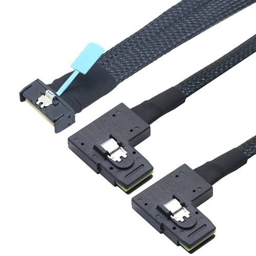 CAB-MCIOx8-2xLB8087 MCIO 8x 74P To Two Left Bend Internal Mini SAS SFF-8087 36P Cable