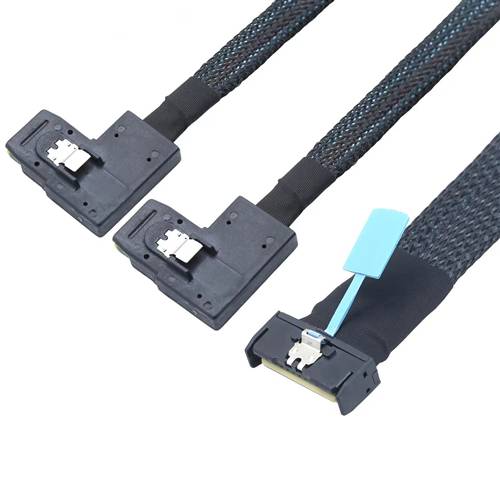 CAB-MCIOx8-2xRB8087 MCIO 8x 74P To Two Right Bend Internal Mini SAS SFF-8087 36P Cable