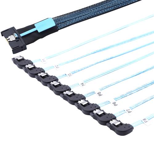 CAB-MCIOx8-8xRBSATA MCIO 8x 74P to 8 Right Bend SATA 7P Cable