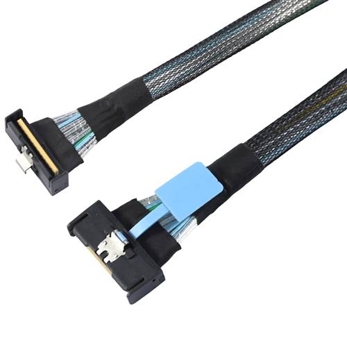 CAB-MCIOx8-RAMCIOx8 MCIO 8x 74P to MCIO 8x 74P Cable, Straight to Right Angle
