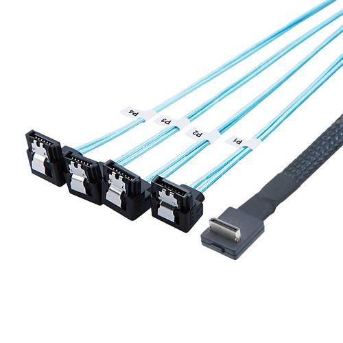 CAB-RA8611i4-4RASATA Right Angle OCulink SFF-8611 4i to 4 Right Angle SATA 7P Cable