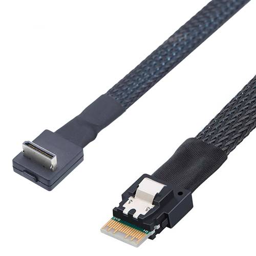 CAB-RA8611i4-8654i4 Right Angle OCulink SFF-8611 4i to SlimSAS SFF-8654 4i Cable