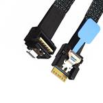 CAB-RALP8654x4-8654x4 Low Profile SlimSAS SFF-8654 4x 38P to SlimSAS SFF-8654 4x 38P Cable, Right Angle to Straight