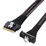 CAB-RALP8654x8-8654x8 Low Profile SlimSAS SFF-8654 8x 74P to SlimSAS SFF-8654 8x 74P Cable, Right Angle to Straight