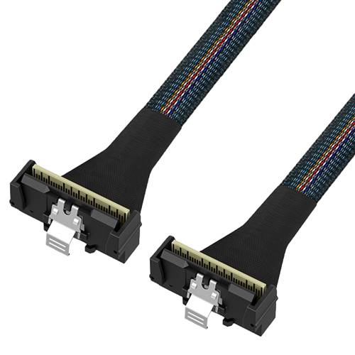 CAB-RALP8654x8-RALP8654x8 Low Profile SlimSAS SFF-8654 8x 74P to Low Profile SlimSAS SFF-8654 8x 74P Cable, Right Angle to Right Angle