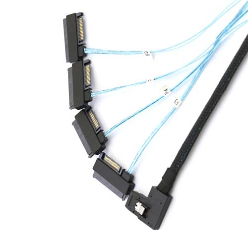 CAB-RB8087-4x8482 Right Bend Internal Mini SAS SFF-8087 36P to Four SFF-8482 All-in-one Cable