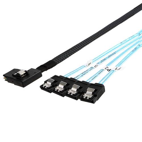 CAB-RB8087-4xSATA Right Bend Internal Mini SAS SFF-8087 36P to Four SATA 7P Cable