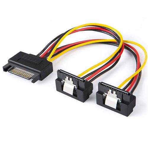 CAB-SATA15PM-2xRASATA15PF SATA 15Pin Male to 2 Right Angle SATA 15Pin Female Power Splitter Cable