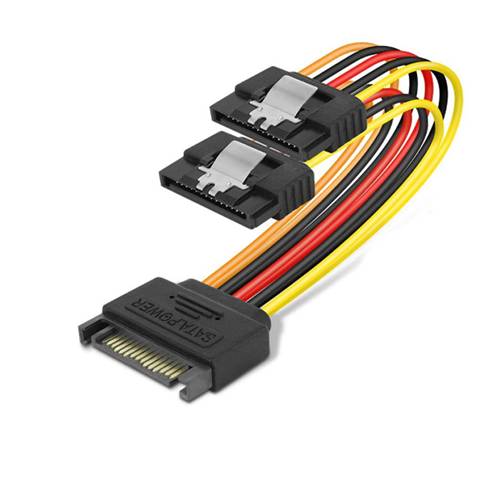 CAB-SATA15PM-2xSATA15PF SATA 15Pin Male to 2 Straight SATA 15Pin Female Power Splitter Cable