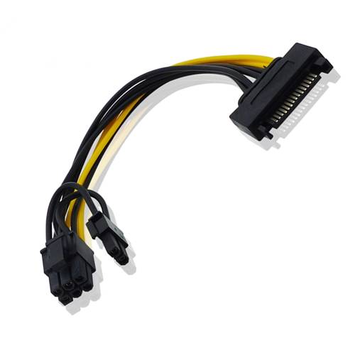CAB-SATA15PM-6PF SATA 15Pin Male to 6Pin PCIe Female Graphics Video Card Power Adapter Cable