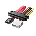 SATA 22P (7+15) Female to 7Pin SATA Data & Big 4Pin Power Cable