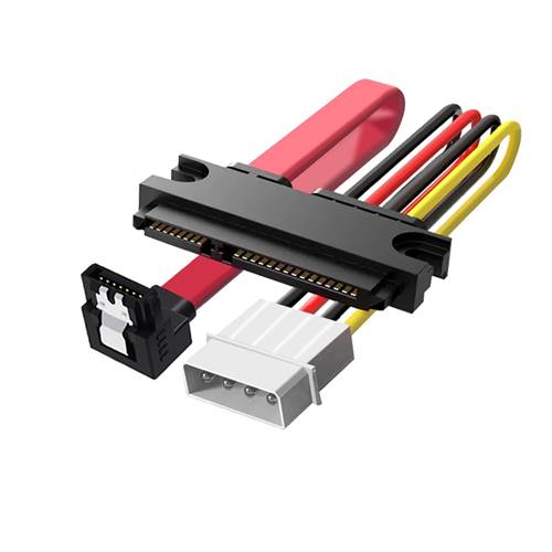 CAB-SATA22PF-RA7P-B4P SATA 22P (7+15) Female to Right Angle 7Pin SATA Data & Big 4Pin Power Cable