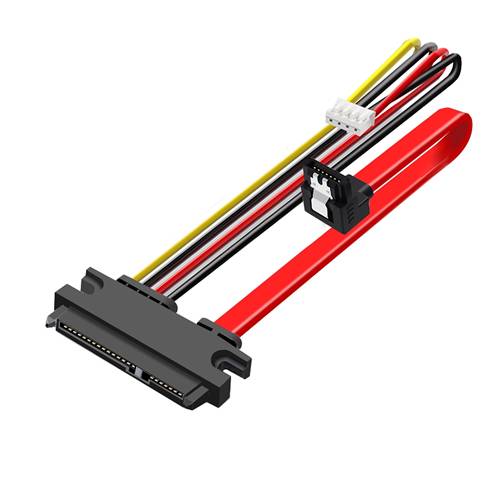 CAB-SATA22PF-RA7P-S4P20 SATA 22P (7+15) Female to Right Angle 7Pin SATA Data & PH2.0 Small 4Pin Power Cable