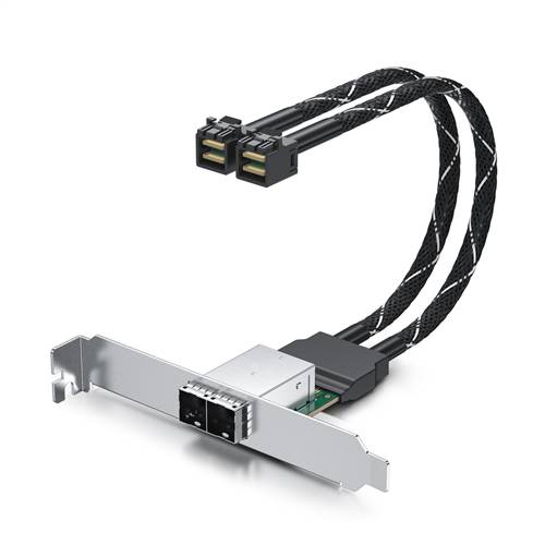 2 Channel Internal HD Mini SAS SFF-8643 to External HD Mini SAS SFF-8644 Slot Converter