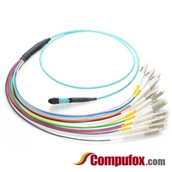 12 Fiber MTP / MPO OM3 50/125 Multimode Fanout Fiber Optic Patch Cable