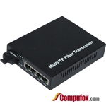 10/100M Dual Fiber 1-port SC/ST/FC & 4-port RJ45 Fast Ethernet Fiber Media Converter