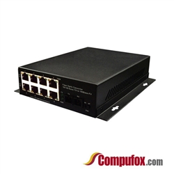 A Pair of 10/100M Single Fiber 1-port SC/ST/FC & 8-port RJ45 BIDI WDM Fiber Media Converter
