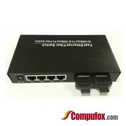 A Pair of 10/100M Single Fiber 2-port SC/ST/FC & 4-port RJ45 BIDI WDM Fiber Media Converter