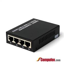 Single Fiber Fast Ethernet WDM / BiDi Fiber Media Converter, 1-port Fiber & 4-port RJ45, Tx:1490nm/Rx:1550nm, SMF, 80km
