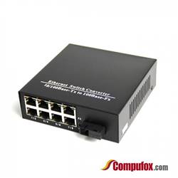 Single Fiber Fast Ethernet WDM / BiDi Fiber Media Converter, 1-port Fiber & 8-port RJ45, Tx:1310nm/Rx:1550nm, SMF, 40km