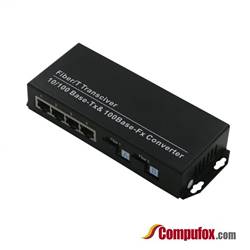 Single Fiber Fast Ethernet WDM / BiDi Fiber Media Converter, 2-port Fiber & 4-port RJ45, Tx:1310nm/Rx:1550nm, SMF, 20km