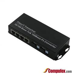 Single Fiber Fast Ethernet WDM / BiDi Fiber Media Converter, 2-port Fiber & 4-port RJ45, Tx:1550nm/Rx:1490nm, SMF, 80km