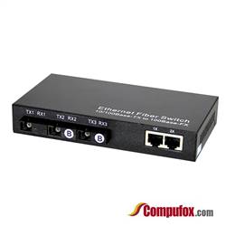 Single Fiber Fast Ethernet WDM / BiDi Fiber Media Converter, 3-port Fiber & 2-port RJ45, Tx:1490nm/Rx:1550nm, SMF, 80km