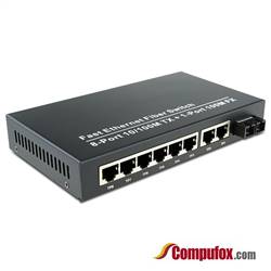 Dual Fiber 10/100Base-TX to 100Base-ZX Fast Ethernet Fiber Media Converter, 1-port Fiber & 8-port RJ45, 1550nm SMF, 80km