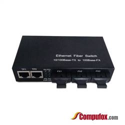 Dual Fiber 10/100Base-TX to 100Base-EX Fast Ethernet Fiber Media Converter, 3-port Fiber & 2-port RJ45, 1310nm SMF, 40km