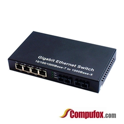 10/100/1000M Dual Fiber 2-port SC/ST/FC & 4-port RJ45 Fiber Media Converter
