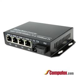 Single Fiber Gigabit Ethernet WDM / BiDi Fiber Media Converter, 1-port Fiber & 4-port RJ45, Tx:1310nm/Rx:1550nm, SMF, 20km