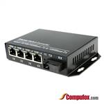 Single Fiber Gigabit Ethernet WDM / BiDi Fiber Media Converter, 1-port Fiber & 4-port RJ45, Tx:1550nm/Rx:1310nm, SMF, 20km