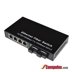 Single Fiber Gigabit Ethernet WDM / BiDi Fiber Media Converter, 2-port Fiber & 4-port RJ45, Tx:1310nm/Rx:1550nm, SMF, 40km