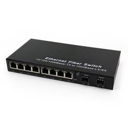 2-port GE SFP & 8-port 10/100/1000Base-T RJ45, Gigabit Ethernet Switch / SFP Media Converter