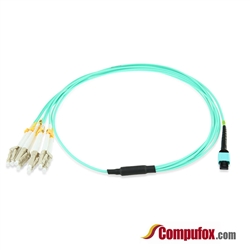 QSFP+ MPO to 8 LC (4 Duplex LC) Fanout / Breakout Cable, Multimode OM3