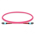 Multimode MPO-24 (Female) To MPO-24 (Female) Trunk Cable (24 Fiber, 50/125 OM4, LSZH, Magenta)