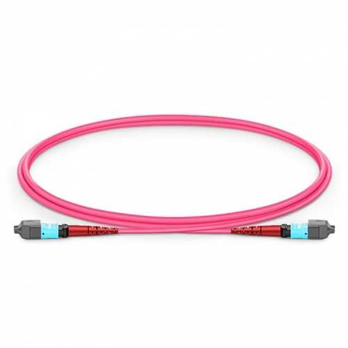 Multimode MPO-24 (Female) To MPO-24 (Female) Trunk Cable (24 Fiber, 50/125 OM4,Type B, LSZH, Magenta)