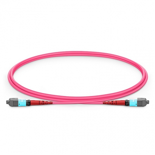 Multimode MPO-24 (Female) To MPO-24 (Female) Trunk Cable (24 Fiber, 50/125 OM4, LSZH, Magenta)