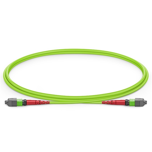 Multimode MPO-24 (Female) To MPO-24 (Female) Trunk Cable (24 Fiber, 50/125 OM5, Type B, LSZH, Lime Green)