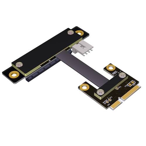 P3-MPEM-X4FDR Mini PCIe Male to PCIe 3.0 x4 Female Down R/A Extension Cable