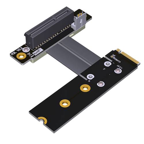 P3-RM2NRB-X4FUR Reverse M.2 NVMe Male Right Bend to PCIe 3.0 x4 Female Up R/A Extension Cable