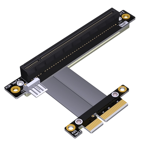P3-X4M-X16FDR-P PCIe 3.0 x4 Male to x16 Female Down R/A Extension Cable with SATA 15P Power Cable