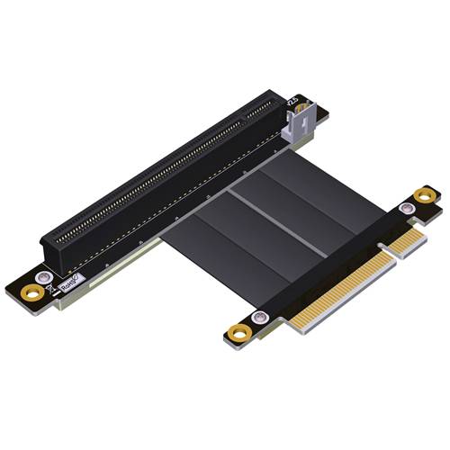 P3-X8M-X16FUR-P PCIe 3.0 x8 Male to x16 Female Up R/A Extension Cable with SATA 15P Power Cable