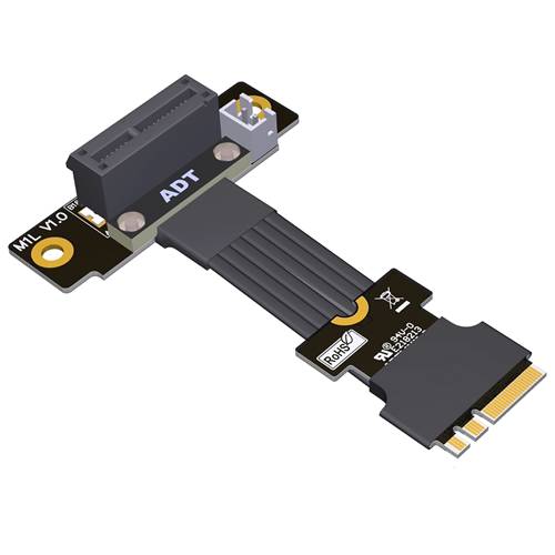 P4-M2AE-X1FUR M.2 Key A.E. to PCIe 4.0 x1 Female Up R/A Extension Cable