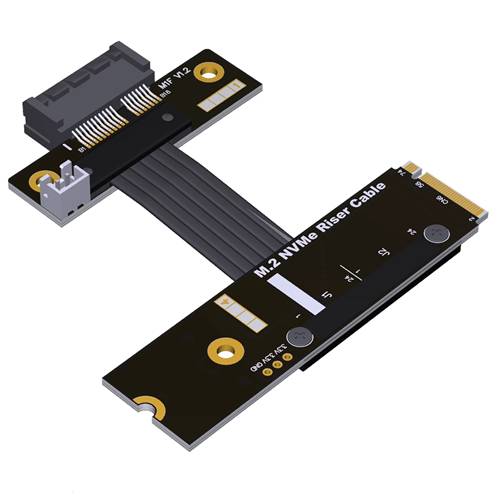 P4-M2N-VX1F M.2 NVMe Male to Vertical PCIe 4.0 x1 Female Extension Cable