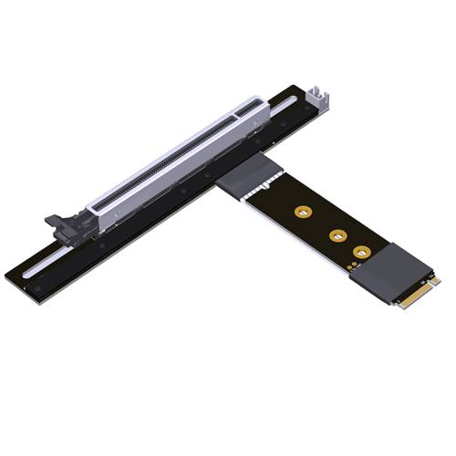 P4-M2N-X16FURL-LI M.2 M-key NVMe Male to PCIe 4.0 x16 Female Up R/A Extension Cable with Lock, 85-ohm Low Impedance
